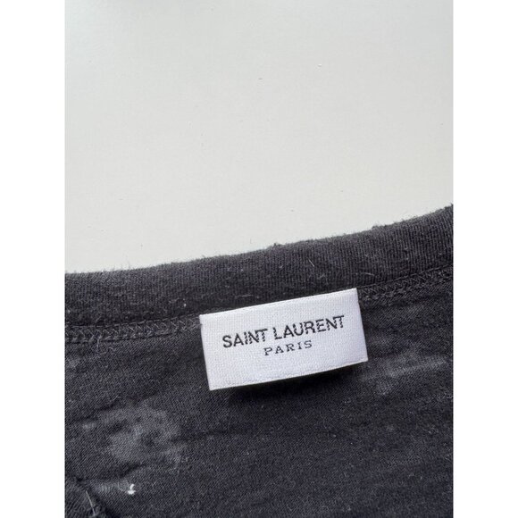 SAINT LAURENT Black Lightning Bolt Logo Burnout Short Sleeve T-Shirt, Size L - Picture 9 of 12